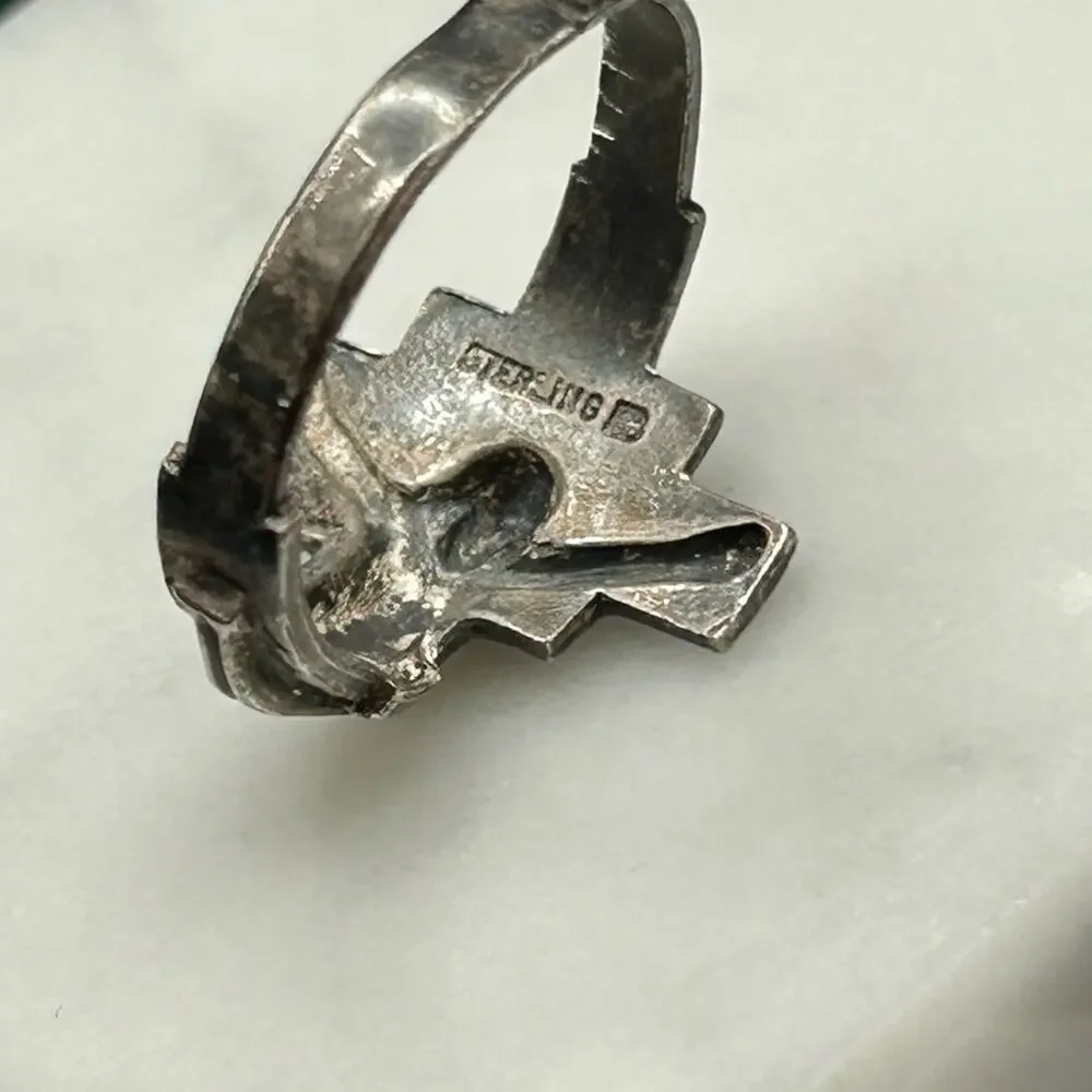 Vintage Jesus Crucifix ring 925 Sterling Silver #390 size 7.5 Christian